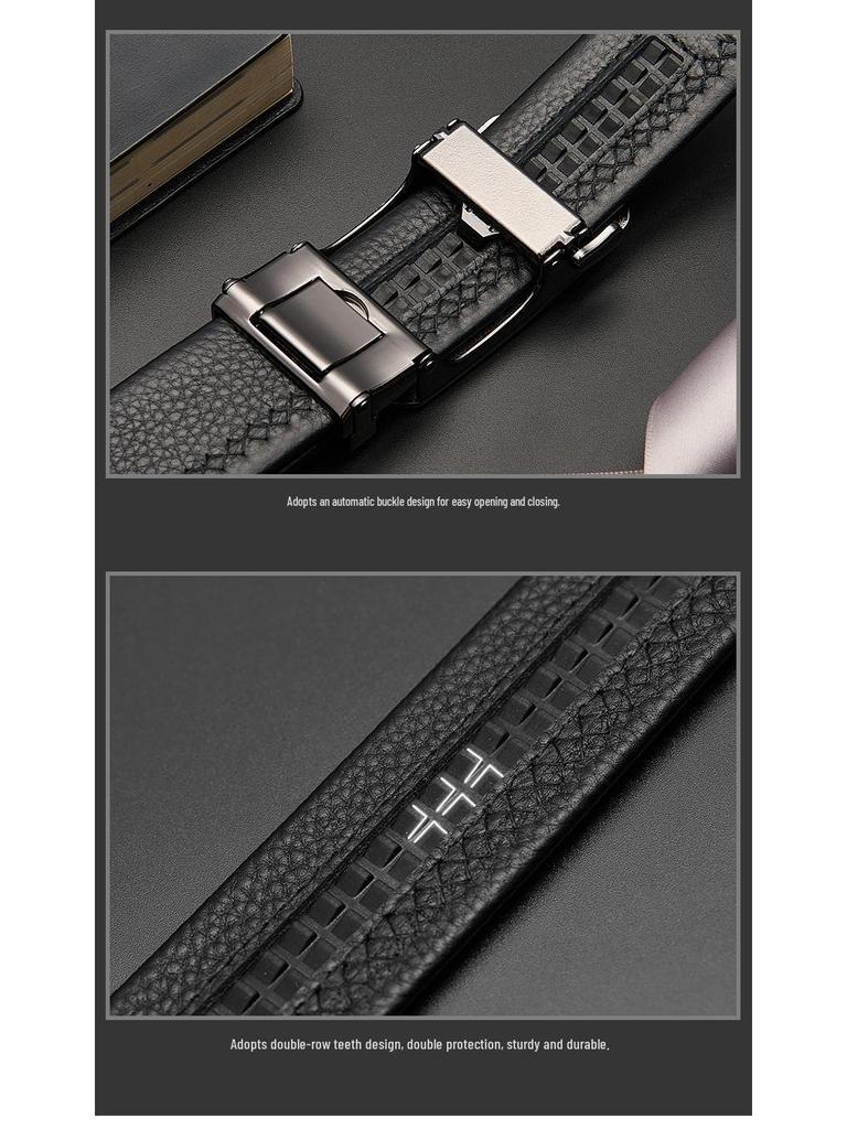 Pánský kožený opasek Armani z pravé kůže s automatickou sponou, vrchní vrstva hovězí kůže pro business casual