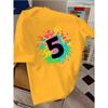 Kids Crewneck Short Sleeve T-Shirt, Doodle Number 5 Multicolor Splatter Print