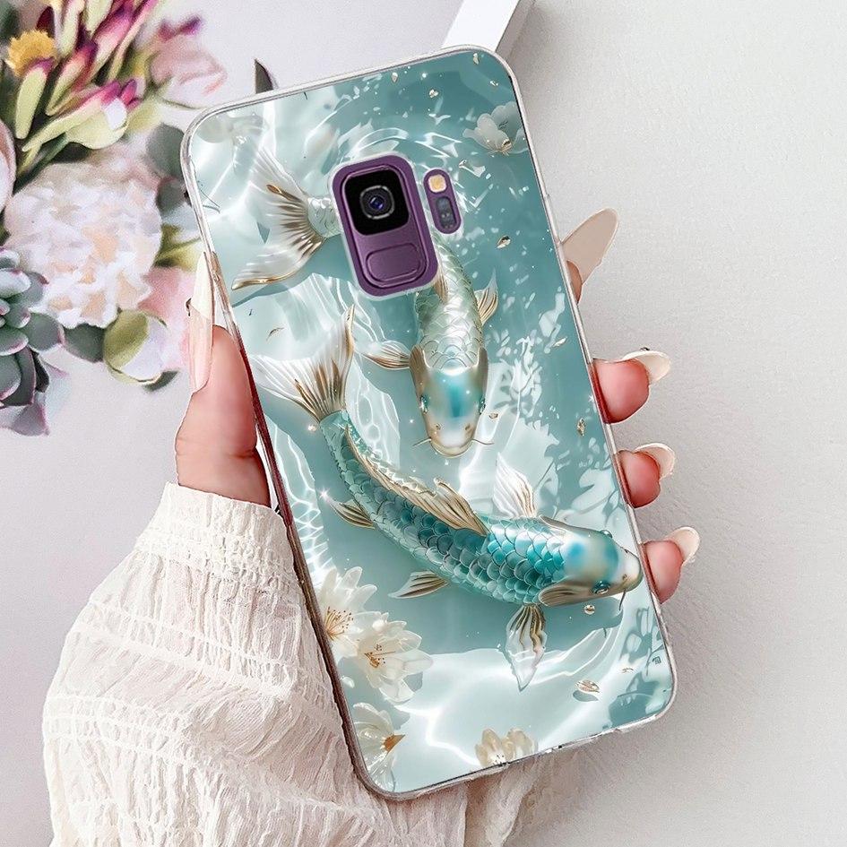 For Samsung Galaxy S9+ S9 Plus Case SM-G965F Cute Love Heart Strawberry Soft Silicone Cover on Samsung S9 S 9 SM-G960F TPU Coque