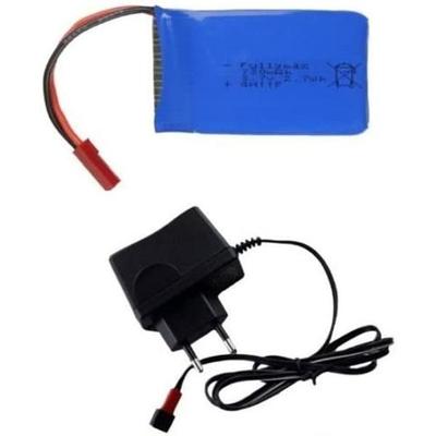 3.7V 730mAh Battery + Charger for Wltoys V686G | High Capacity for Extended Flight Time | 53x27x8mm – 22g | Blue
