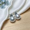 S911 sterling silver natural freshwater pearl Princess Diana zircon stud earrings women's French niche light luxury high-end design earrings