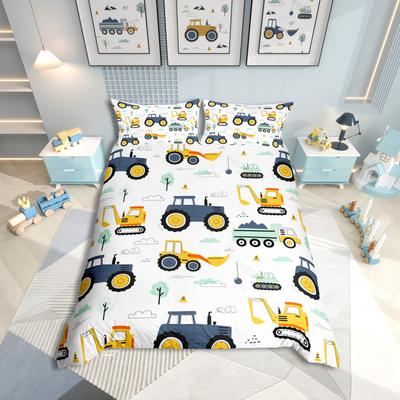 Automobile Construction Vehicle Duvet Set Bedding Set For Bedroom Three-Piece Set