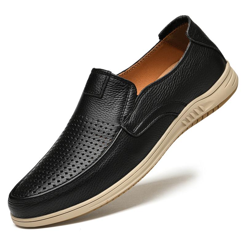 Loafers Mens Moccasins Genuine Leather Italian Spring Summer Casual Shoes Flat Soft Black Driving Shoes Slip On Mocasines Hombre
