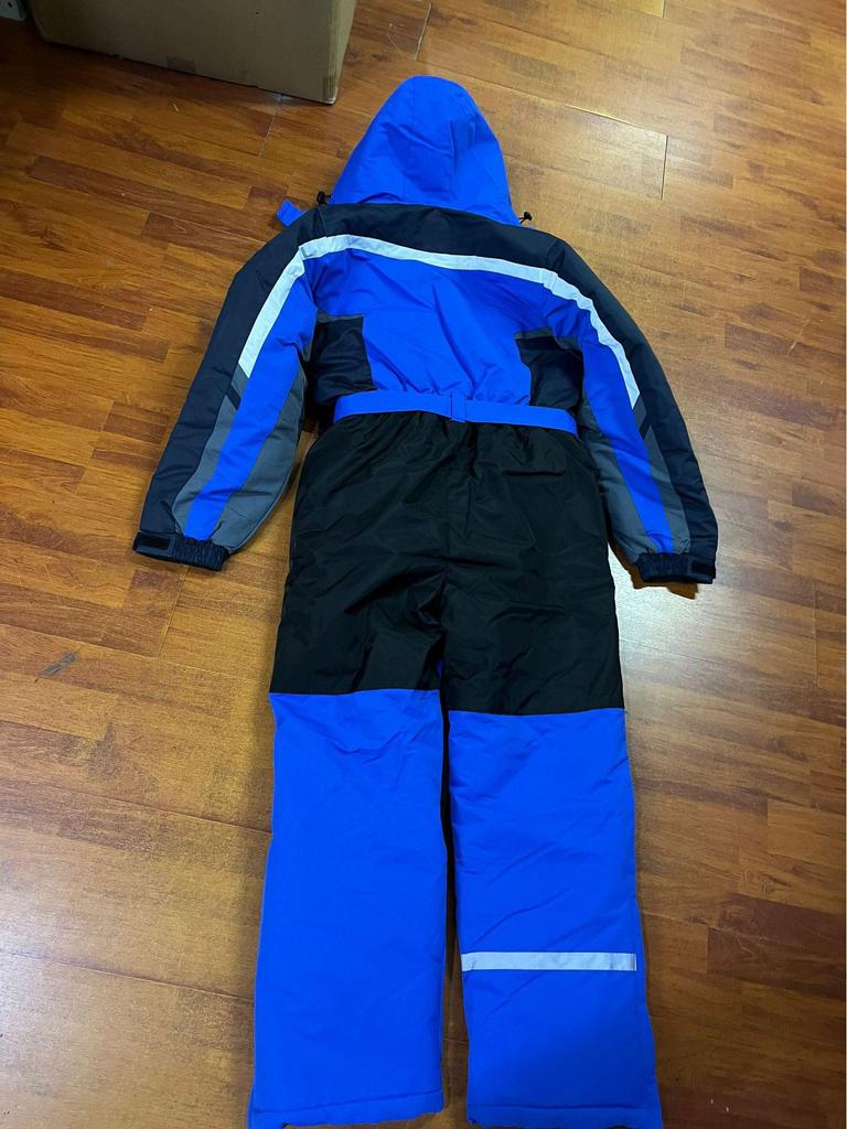 Unisex One-Piece Hooded Ski Suit - Solid Color, Warm Jacket & Pants