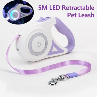 5M Automatische Einziehbare Hundeleine mit LED Leuchtlicht für Hund Welpe Haustier Spazierengehen Laufen Leine Hundezubehör