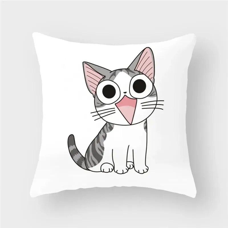 45x45cm Funny Cute Cat Cushion Cover Cartoon Pet Pillowcase for Living Room Sofa Bedroom Home Decoration Pillowcase