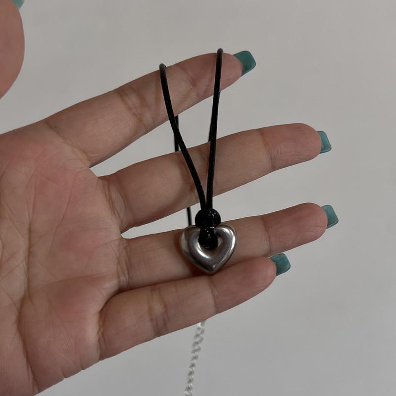 Neue Koreanische Mode Hohl Titan Stahl Stern Pentagramm Anhänger Halskette für Frauen Männer Schwarz Seil Kette Choker Y2k Party Schmuck