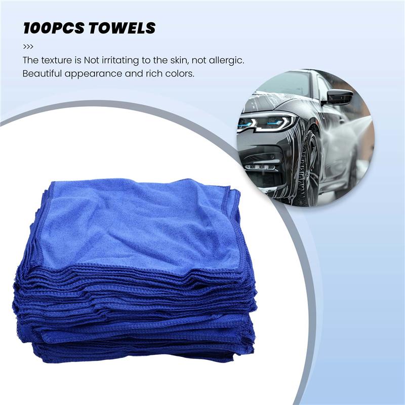 Precise 100Pcs Absorbent Microfiber Towel Car Care Home Kitchen Washing Clean Wash Cloth Towel Blue
