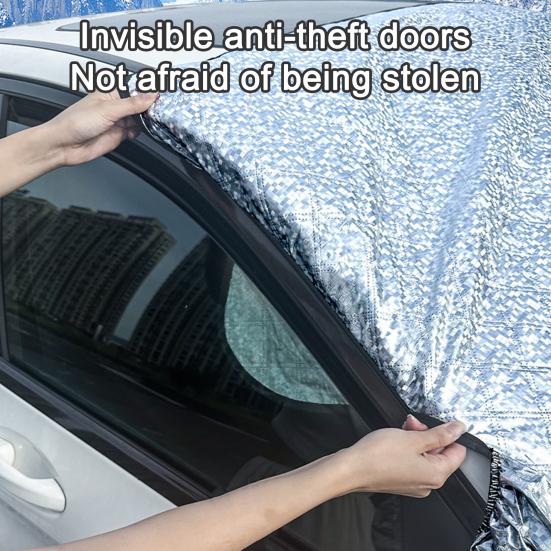 4-Layer Magnetic Windshield Snow Cover for Cars SUVs Trucks Full Coverage Frost Protector with Side Window