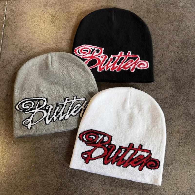 1pc Unisex Beaines Knitted Hat,Acrylic Letter Warm Elasticity Design Skull Cap,Suitable for Everyday Wear,Autumn and Winter