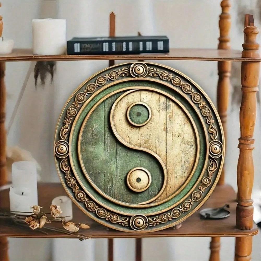 Metal Yin Yang Wall Art 20x20cm Vintage Home Decor Gift