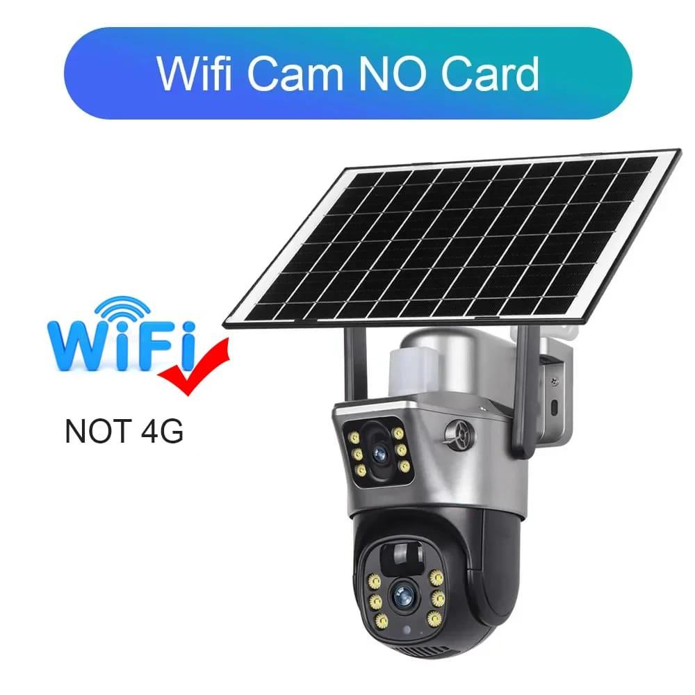 4K 8MP WiFi kamera słoneczna podwójny obiektyw podwójny ekran CCTV Camaras PIR wykrywanie ludzi noktowizor V380 4G kamery akumulatorowe do nadzoru