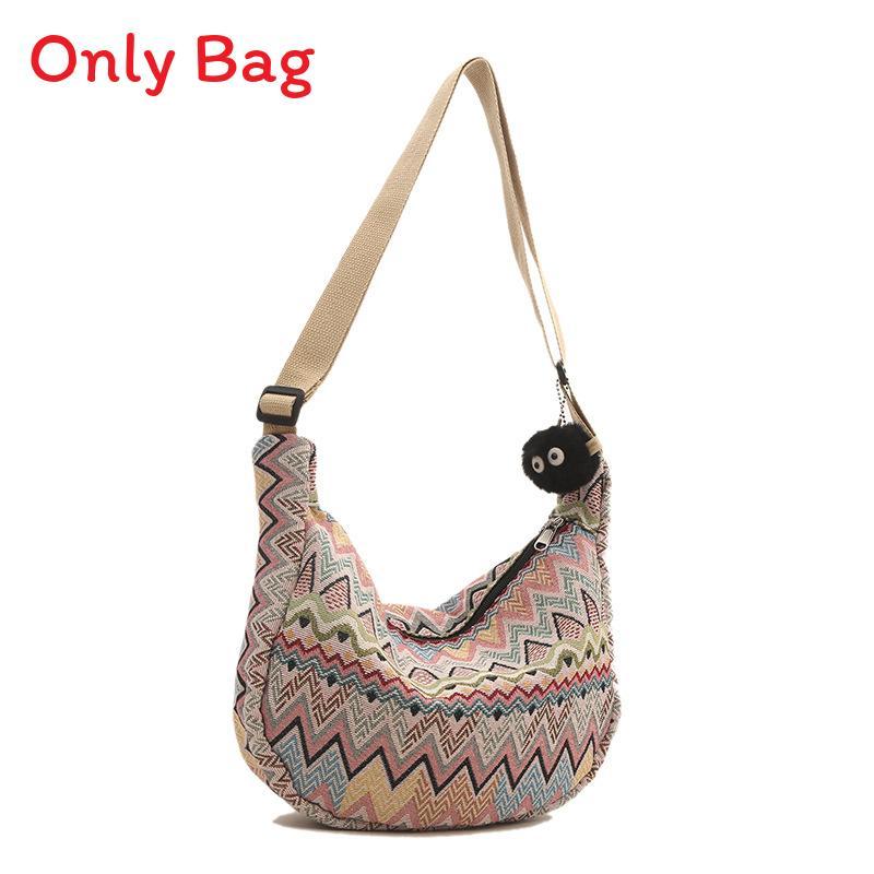 Womens Street Style Canvas Shoulder Bag With Zipper Closure And Mobile Pocket