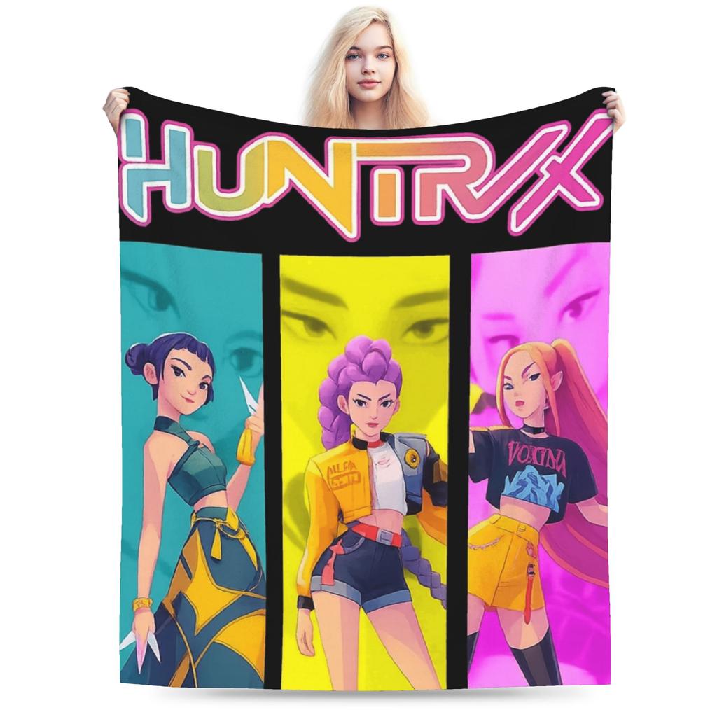 Jinu Huntrix Saja Boys K-Pop Demon Hunters Blanket Autumn Soft Throw Blanket for Girl Living Room Print Bedspread Sofa Bed Cover