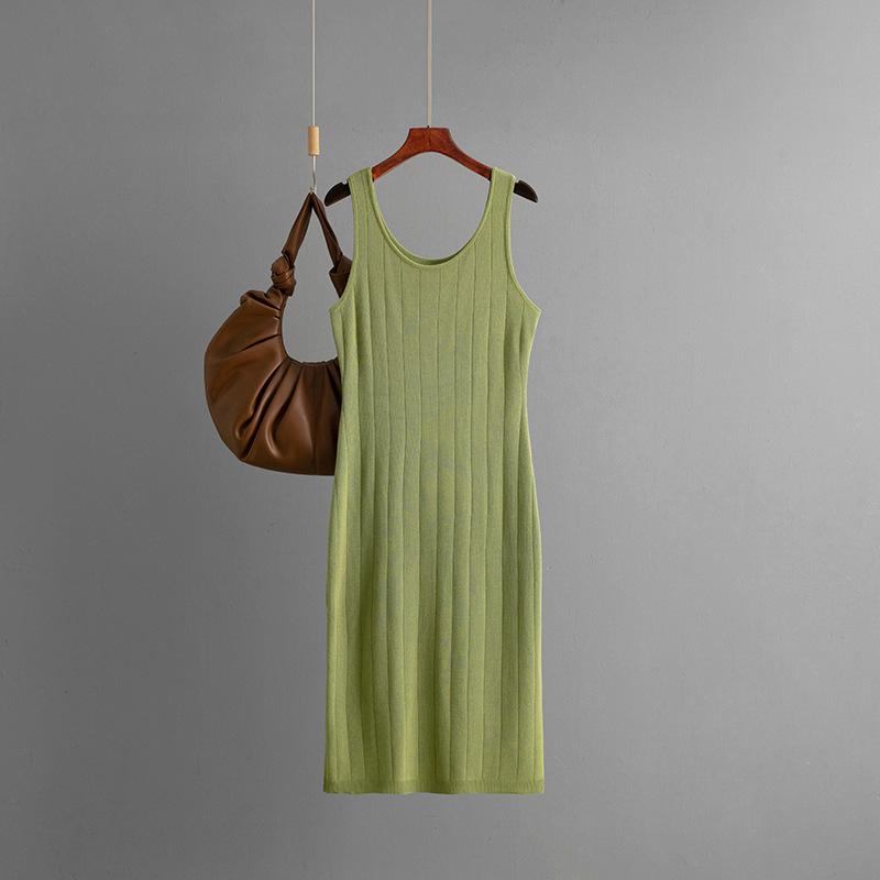 Slimming Solid Color Knitted Camisole Dress For Slimming And Body Shaping Spicy Girl With Hip Hugging Long Skirt