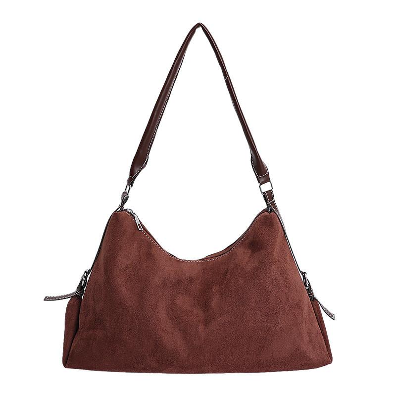 Vintage Suede Tote Bag For Women Large Capacity Crossbody Fashionable Autumn Organizer