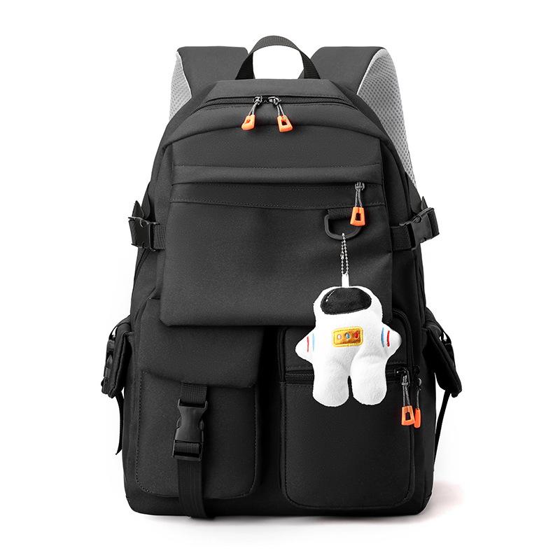 Travel and Sporty Style Men's Large Capacity High End Solid Color Workwear Bag  Junior High School and Senior High School Schoolbag Backpack