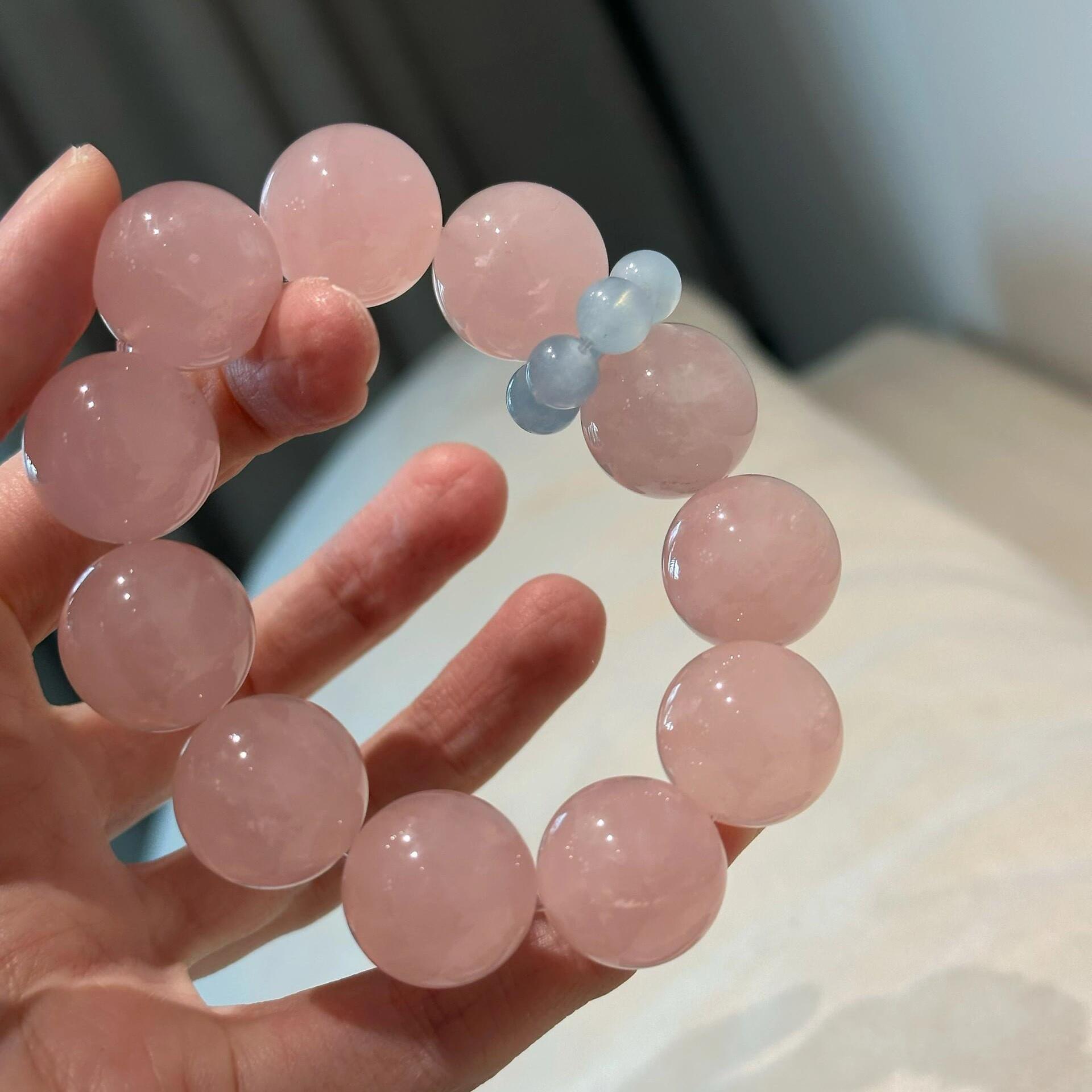 

Grapefruit Ice Cream Big Mac Grapefruit Pink Aquamarine Running Ring DIY Natural Powder Crystal Large Granular Bracelet Niche Women