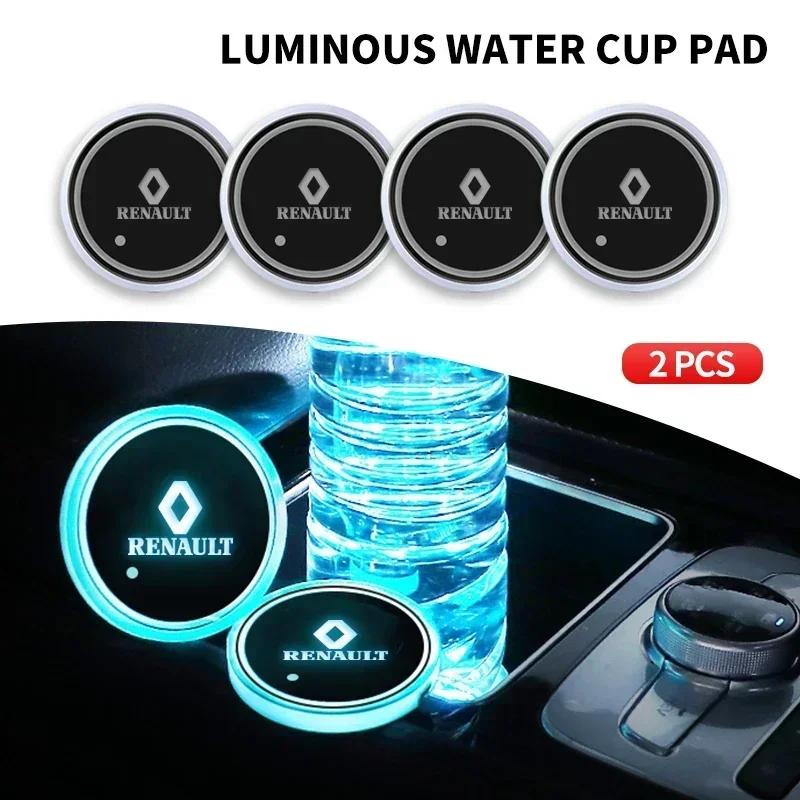 2026 Het För Renault Interiördekaler För Renault DACIA Logan Scenic Loguna Kadjar Twingo Tillbehör 7 Färg LED Bil Mugghållare