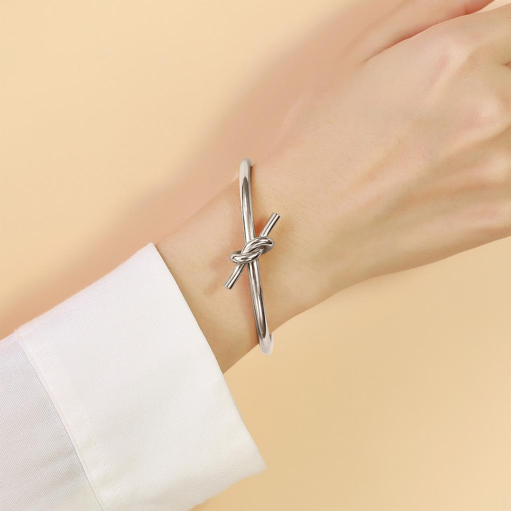 Knot Bracelets Stainless Steel Dainty Adjustable Opening Bangle,Trendy Circular Knot Cuff Wedding Bracelet,Bridesmaid Jewelry
