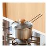 [Made In Tsubame-Sanjo] TETSUNAGI One-handed Pot Milk Pan 14cm IH Compatible Small Pot Stainless Steel 1.2L With Glass Lid (Wooden Knobs)