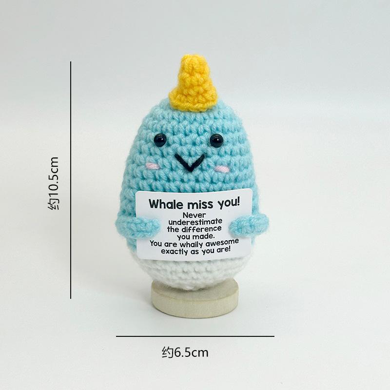 Emotional Inspirational Support Positive Crochet Narwhal Animals Doll Home Room Decoration Handmade Knitted Narwhal Ornament