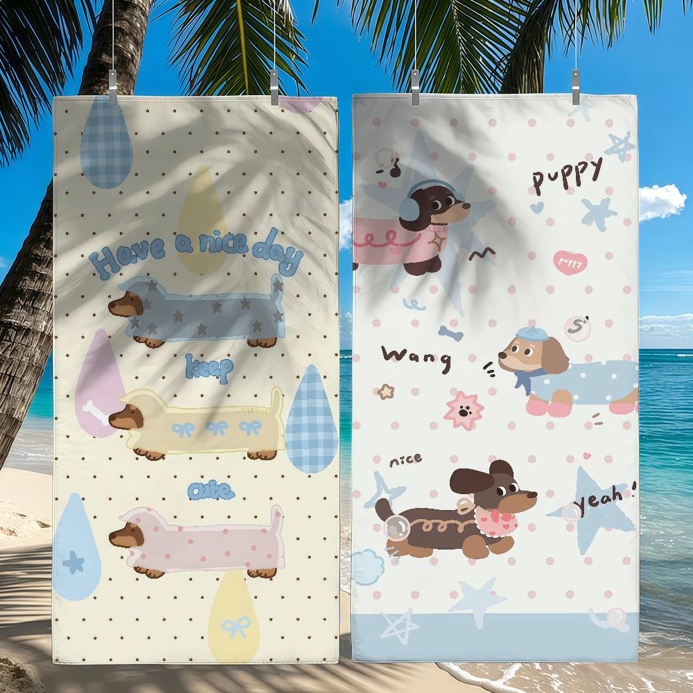 Dachshund Cute dog Cartoon Towel Quick Drying Beach Towels Are Suitable For Swimming Pools Camping Yoga And The Gym