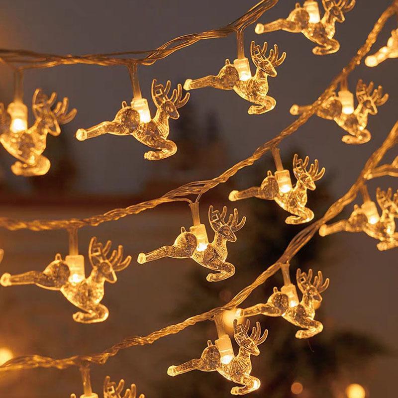 LED Christmas Reindeer & Snowflake String Lights for Shop Windows & Malls - Festive Pendant Lights for Christmas Scenes