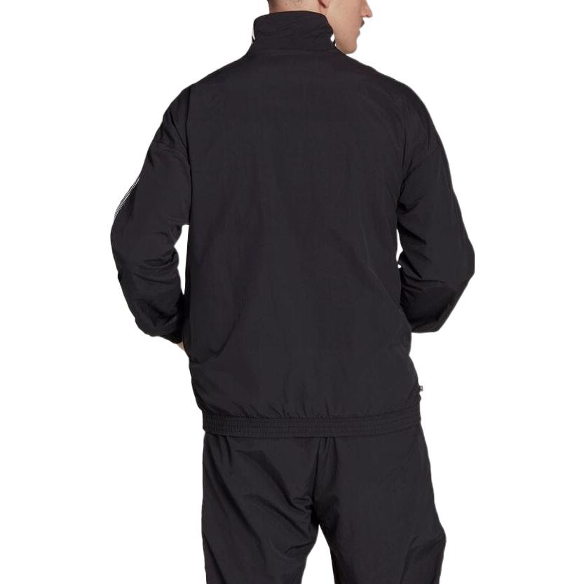 adidas Originals Trefoil Logo Stripe Print Jacket Men Outerwear Black IA6359