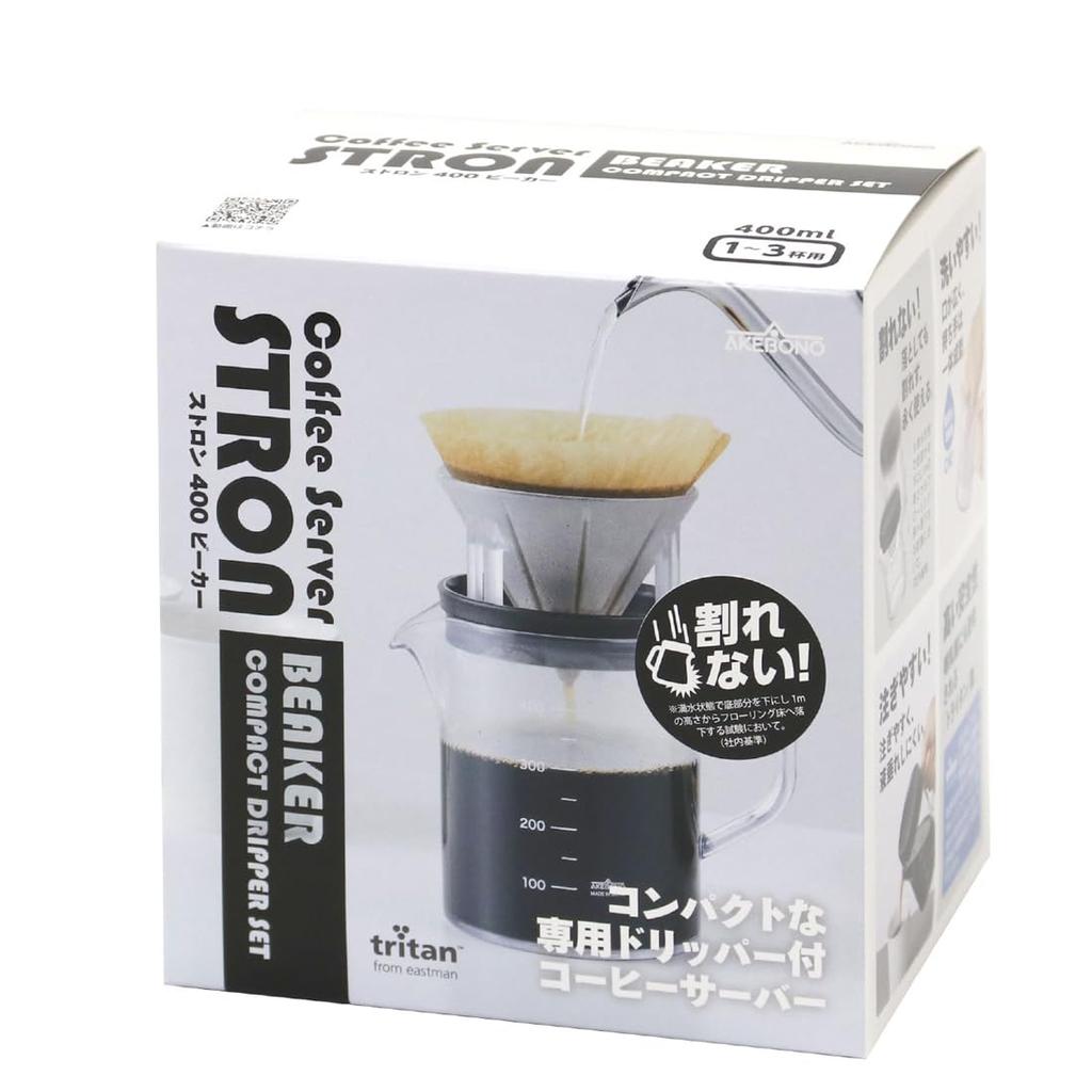 Akebono Sangyo Strong 400 Coffee Server with Beaker and Compact Dripper Set, White, TW-3767