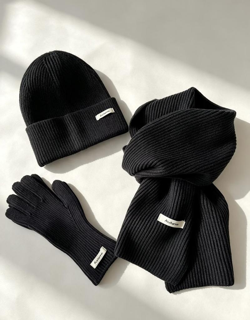 Sada 3 kusů Zimní čepice Šála Dotykové rukavice Unisex Pletená Teplá čepice Nákrčník Sada rukavic Pro podzimní zimu Venkovní Denní nošení