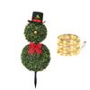 Christmas Snowman Topiary Artificial Snowman Shaped Topiary Tree with Bow And Hat Outdoor Boxwood Topiary with Stake for Home Porch Decor