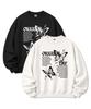 ORIGINALDAY [Fleece Line Option] Monochrome Butterfly Graphic Oversized Sweatshirt 5 Colors