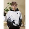 Boys' Black and White Graffiti Color 3D Printed Long Sleeved Hooded Sweatshirt, Boys' Spring and Autumn Sportswear