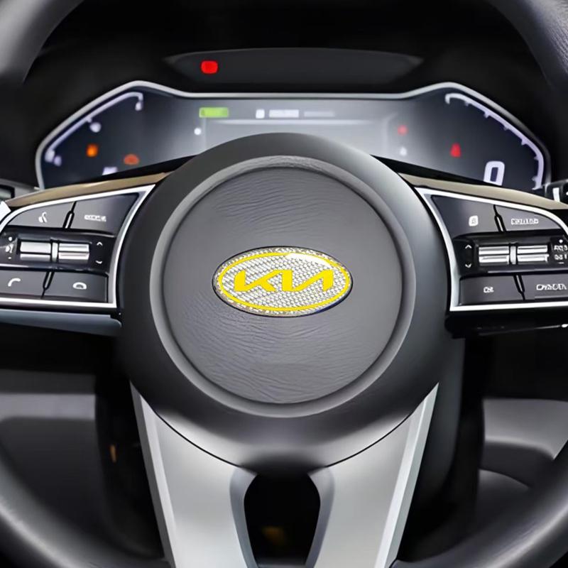 Koolstofvezel Auto Stuurwiel Embleem Sticker Badge Voor KIA K2 K3 K5 KX5 Sportage GT R Stinger Rio Optima Sorento Forte Soul