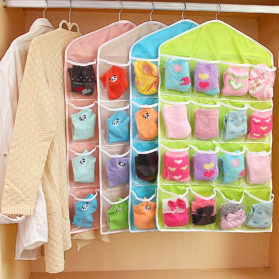 Organizzatore da appendere per armadio a muro con 16 tasche, borse portaoggetti per articoli vari, appendiabiti per biancheria intima
