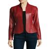 Noora Women's Dark Red Lambskin Leather Blazer, Office Wear Casual Leather Blazer