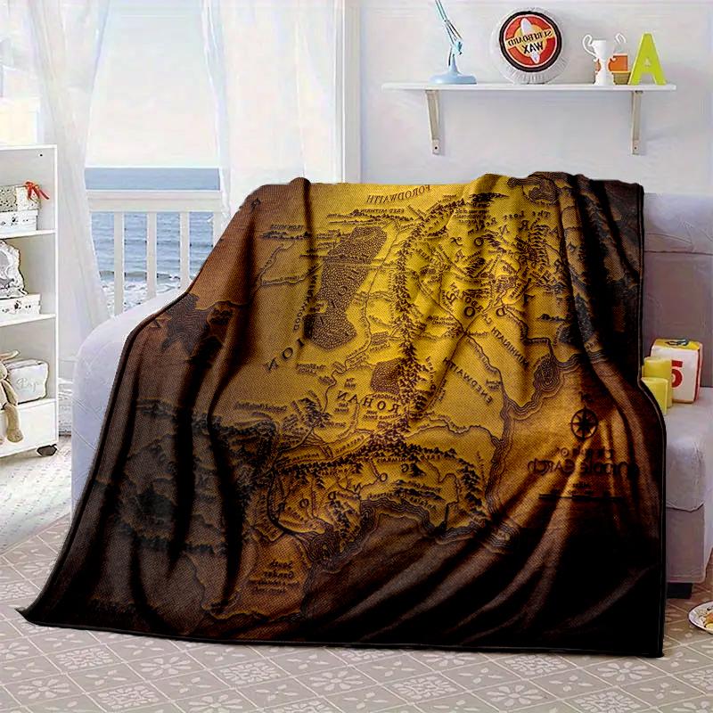 Middle-earth Map Adventure The Lord Blanket Flannel Blanket for Bed, Sofa, Camping, Hiking, Picnic Essentials, Gift for Family Fan Gifts