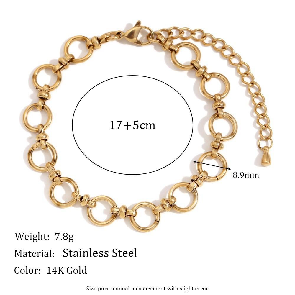 18K Gold-Plated Stainless Steel Paperclip and Rope Chain Bracelet for Women
