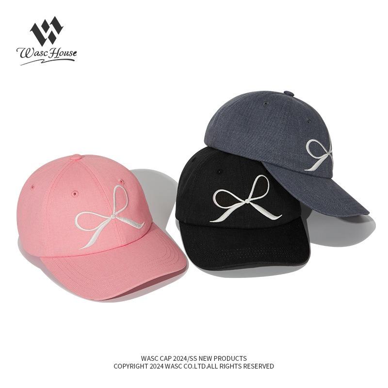 Sweet bow embroidered baseball cap plus brim sun hat versatile face soft top cap tide