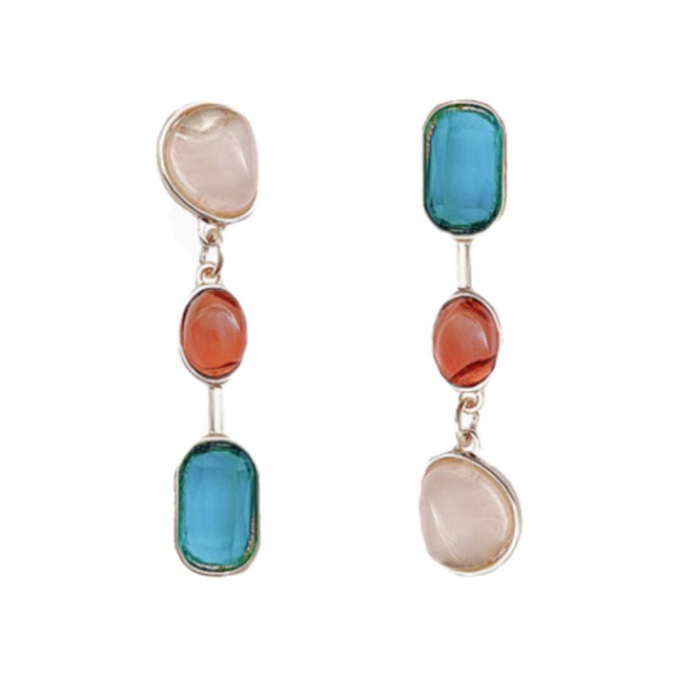 Korean Style Crystal Pendant Earring Colorful Crystal Antique Drop Earrings