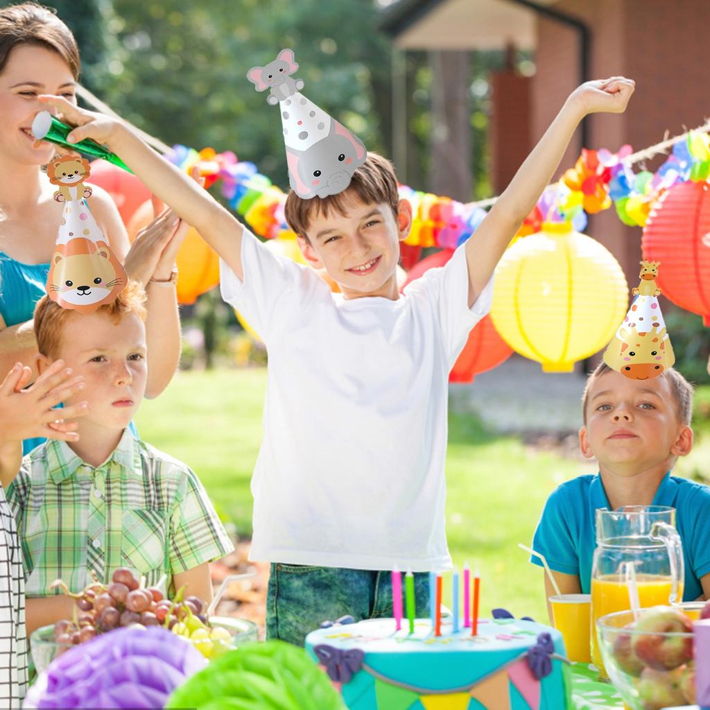 Forest Animal Jungle Theme Party Children's Birthday Hat Card Head Elephant Party Hat