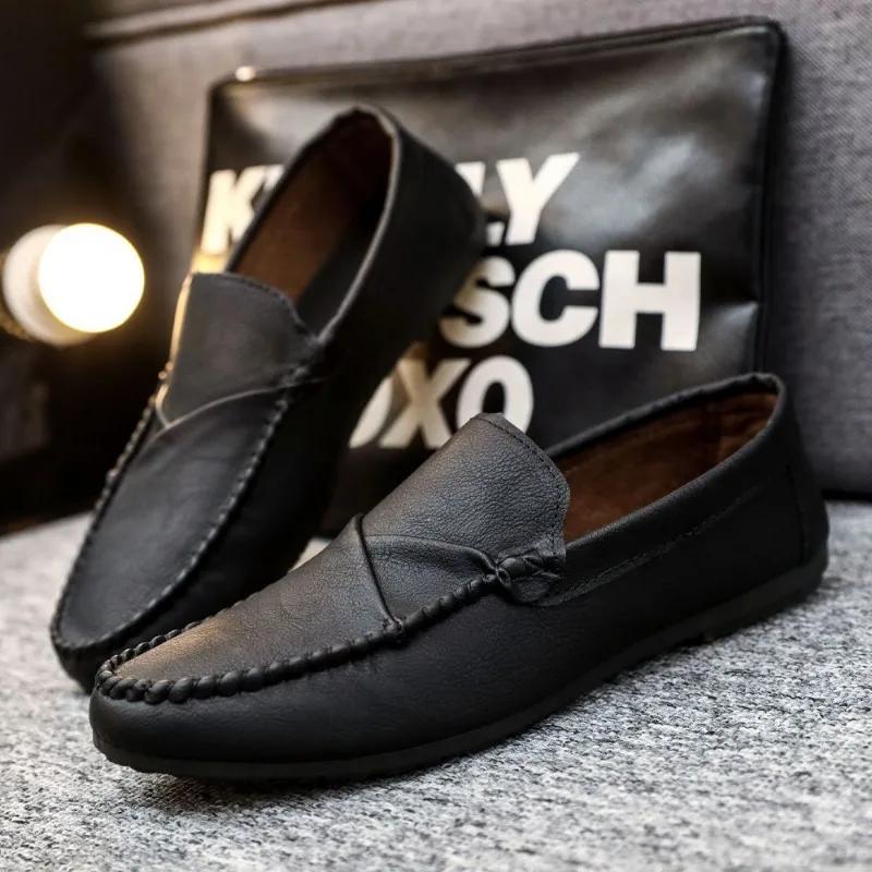 Male Casual Shoe Slip-on Fashion 2024 New In Men's Leather Shoes Common Classic Original High Quality Adults Designer Elegant Pu