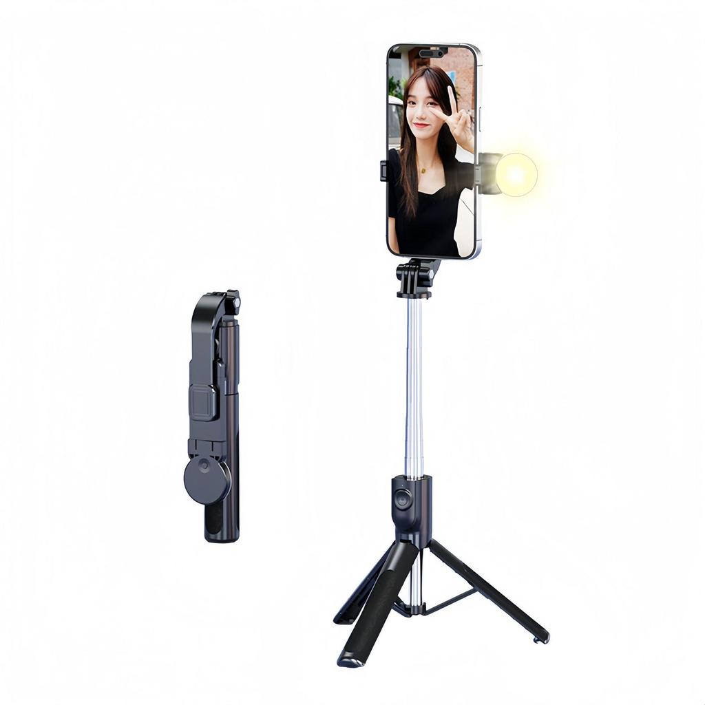 All-in-One Bluetooth Selfie Stick Tripod with Remote Control for Live Broadcasts and Travel