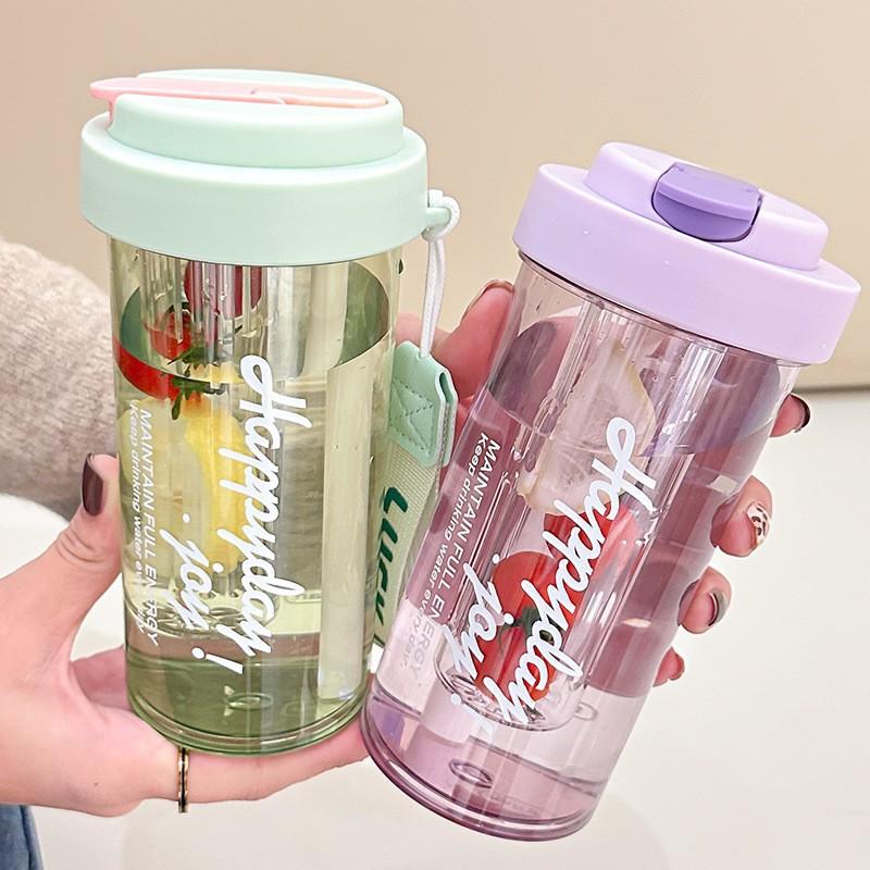 High-value portable sports straw cup, new student cup with tea compartment