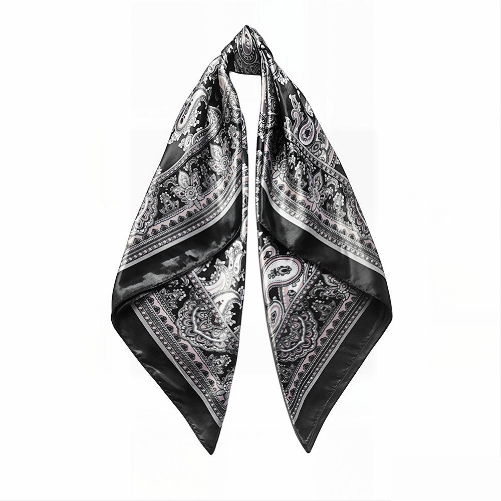 90cm Trendy Paisley Silk-Style Headscarf for Women - European American Design