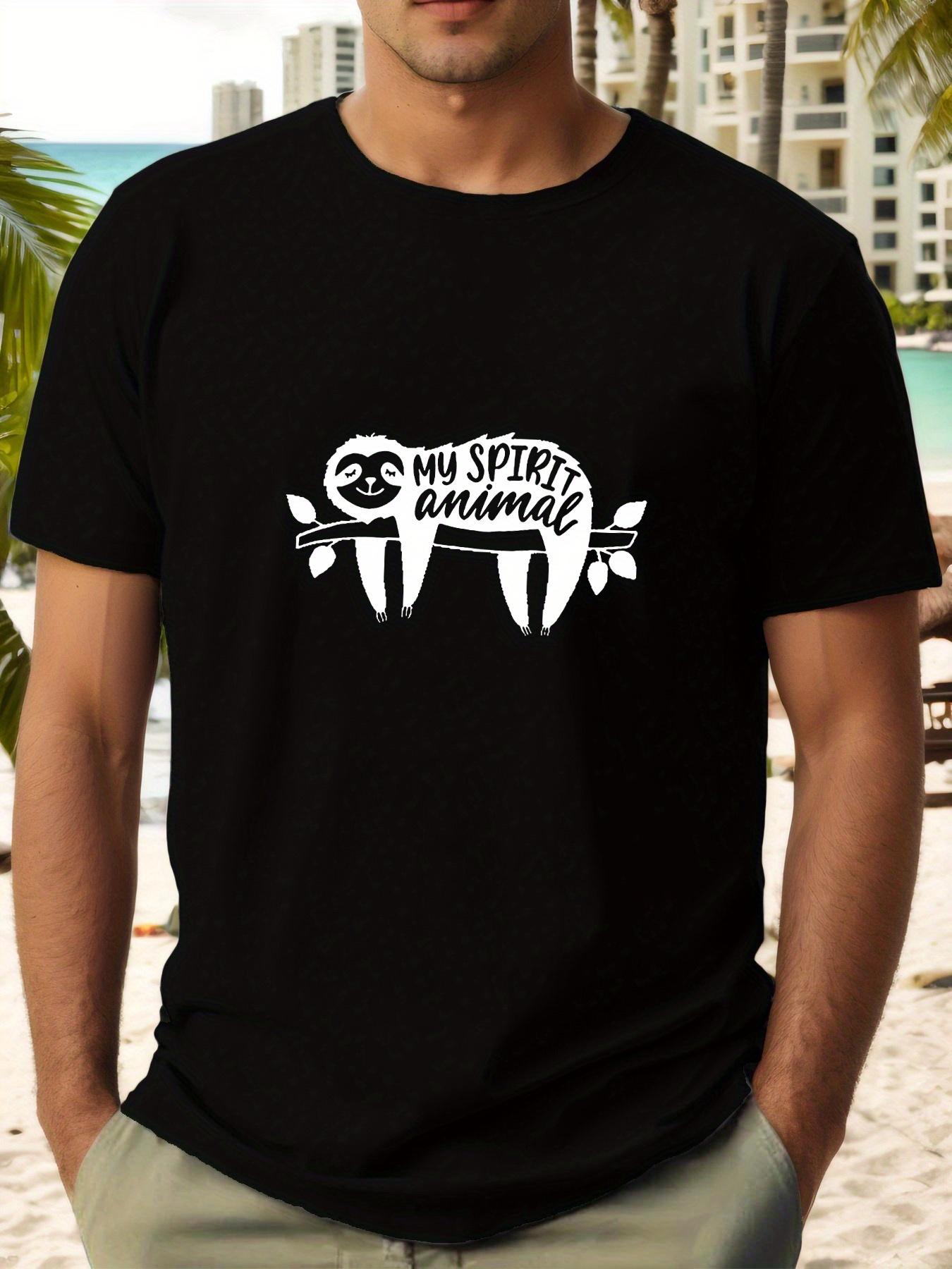 Casual Summer T-shirt with White Sloth Graphic XL