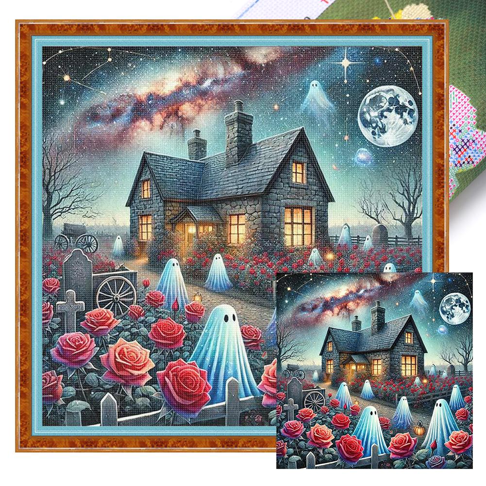 Halloween Printed Cross Stitch Kit DIY 11CT Embroidery Craft Set Home Decor