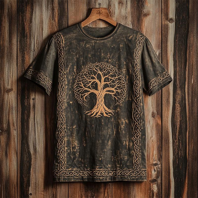 Vintage Men's Short-Sleeve T-Shirt Ethnic Print Casual Crew Neck T-Shirt Top Hip-Hop Street Style Outdoor Plus Size Tees Top Women Clothing
