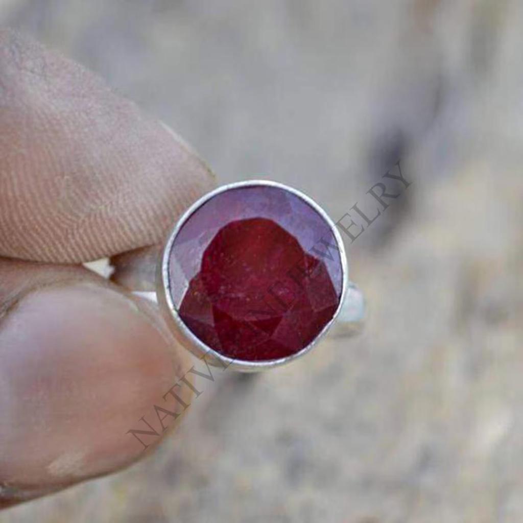 Myanmar Red Ruby Gemstone 925 Sterling Silver Ring, Handmade Ruby Wedding Gift Ring